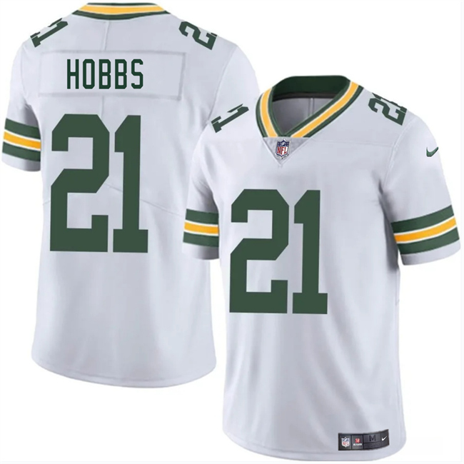 Men's Green Bay Packers #21 Nate Hobbs White 2025 Vapor Untouchable Limited Stitched Jersey